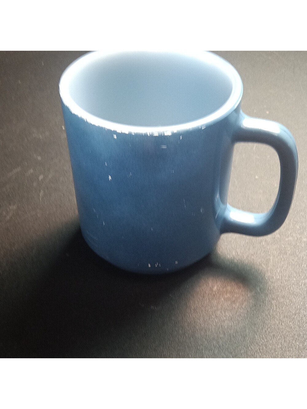 Vintage Glasbake Blue Milk Glass Coffee Mug 1980s Periwinkle Microwave Safe USA